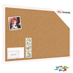 Tablica korkowa 60x40 cm rama drewniana lakierowana BIAŁA