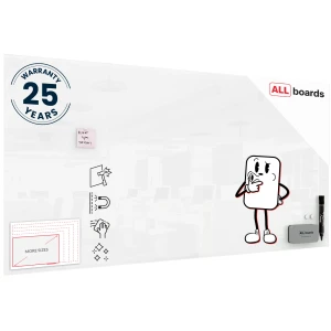 Szklana tablica magnetyczna biała 200x100cm + GRATIS