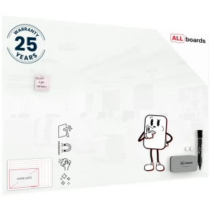 Szklana tablica magnetyczna biała 150x100 + GRATIS