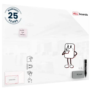 Szklana tablica magnetyczna 120x90 Premium SUPERWHITE + GRATIS