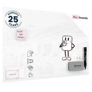 Szklana tablica magnetyczna 90x60 Premium SUPERWHITE + GRATIS