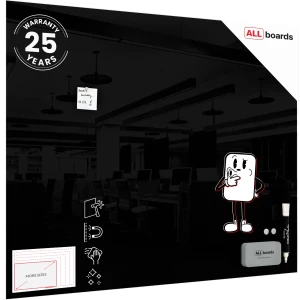Szklana tablica magnetyczna czarna 150x120 cm + GRATIS