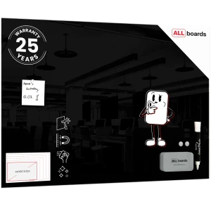 Szklana tablica magnetyczna czarna 90x60 + GRATIS