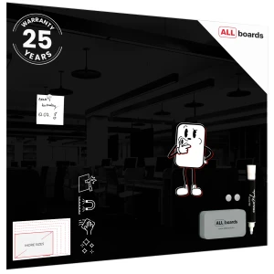 Szklana tablica magnetyczna czarna 100x80 + GRATIS