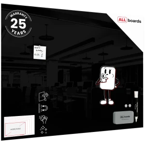 Szklana tablica magnetyczna czarna 120x90 + GRATIS