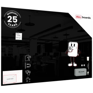 Szklana tablica magnetyczna czarna 150x100 + GRATIS