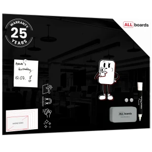 Szklana tablica magnetyczna czarna 60x40 + GRATIS