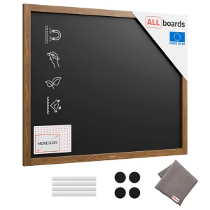 Tablica kredowa magnetyczna wodoodporna 100x80 cm rama drewniana KLASYCZNY BRĄZ + gratis