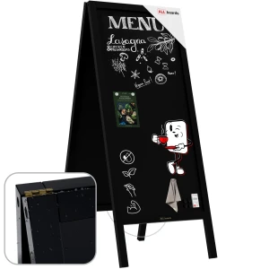 Potykacz magnetyczny stojak kredowy wodoodporny 150x61 cm CZARNA RAMA + GRATIS 