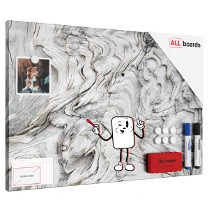 Tablica na magnesy METALboards, skamieniałe drewno 60x40 cm + zestaw akcesoriów GRATIS