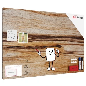 Tablica na magnesy METALboards, drewno egzotyczne 90x60 cm + zestaw akcesoriów GRATIS 