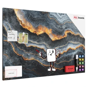 Tablica na magnesy METALboards, ciemny łupek 90x60 cm + zestaw akcesoriów GRATIS