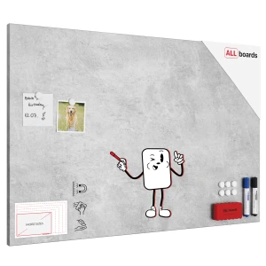 Tablica na magnesy METALboards, beton II 90x60 cm + zestaw akcesoriów GRATIS