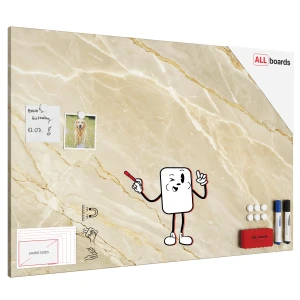 Tablica na magnesy METALboards, beżowy marmur 90x60 cm + zestaw akcesoriów GRATIS