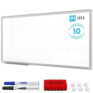 Tablica magnetyczna biała 100x50 cm suchościeralna w ramie aluminiowej + zestaw akcesoriów  - TM IDEA® seria Flex