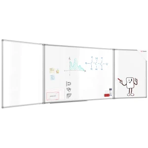 Tablica biała szkolna suchościeralna magnetyczna typu "tryptyk" 100x150 // 300 cm