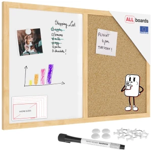 Tablica korkowo magnetyczna 60x40 cm COMBI rama drewniana + GRATIS