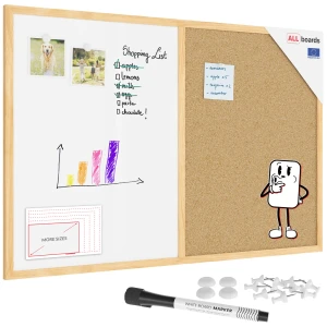 Tablica korkowo magnetyczna 90x60 cm COMBI rama drewniana + GRATIS