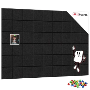 Filcowe panele ścienne 30x30 cm czarne – 6 sztuk