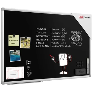 Tablica magnetyczna kredowa 90x60 cm - czarna, rama Premium EXPO + GRATIS